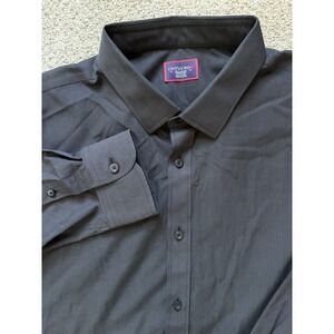UNTUCKit Men's XXL 2XL Button Down Long Sleeve Dress Shirt Solid Black Cotton